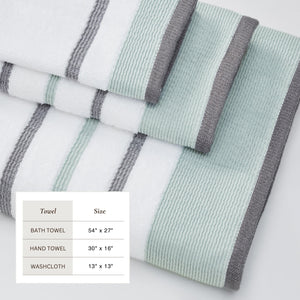 Decorative Cotton Stripe Bath Towel Set - Noelle Collection