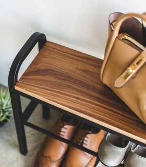 Shoe Organizer & Bench (18" H)  - Steel + Wood