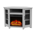 45" Corner Electric Fireplace TV Stands Console Table with 2 Metal Mesh Doors