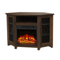 45" Corner Electric Fireplace TV Stands Console Table with 2 Metal Mesh Doors