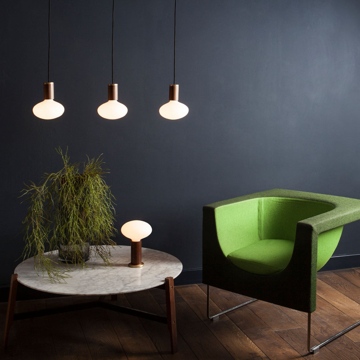 Oval Dim-to-Warm Pendant Light in Walnut