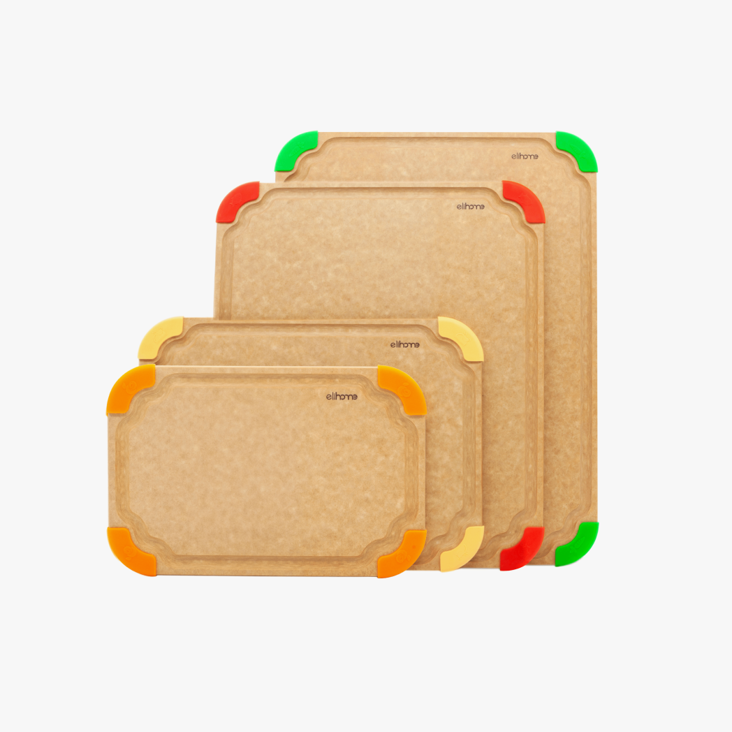 Premium Series 4 Pieces Cutting Board Set - Non Slip & Color Code (S+M+L+XL)
