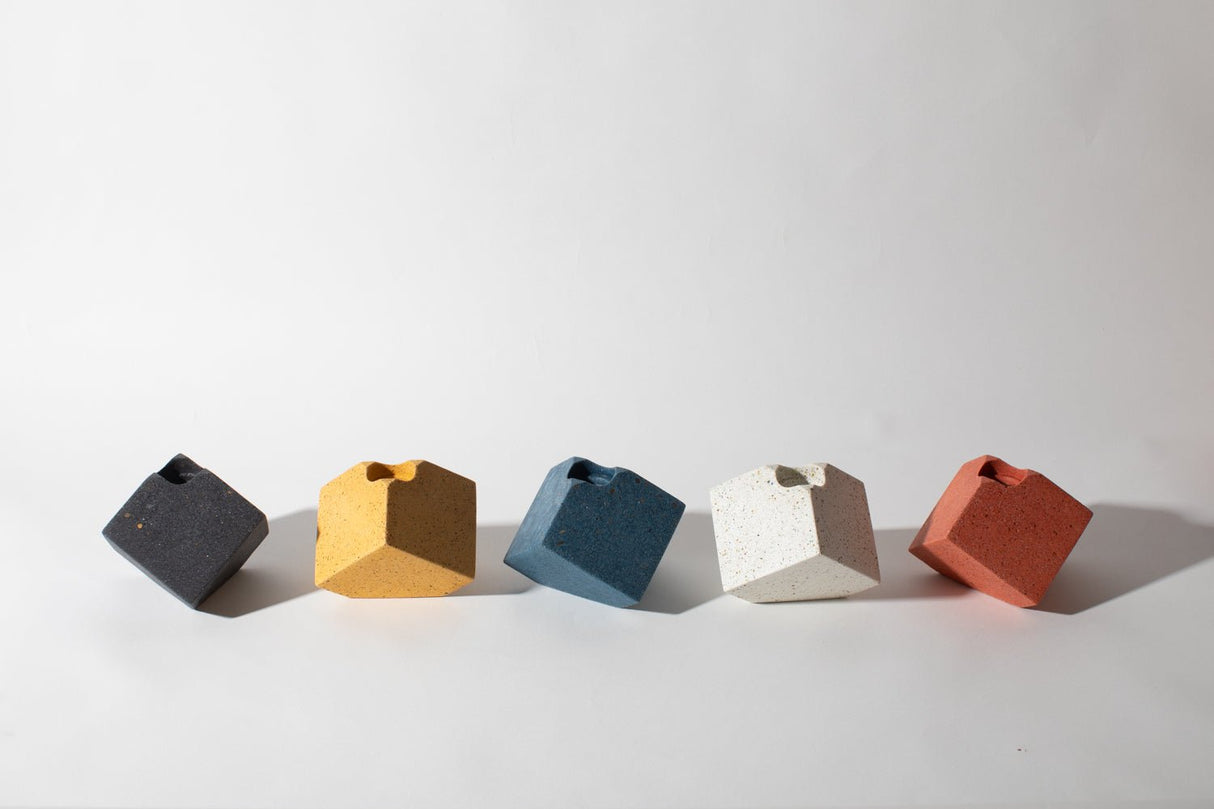 Cube Candlestick Holder | Cobalt Terrazzo