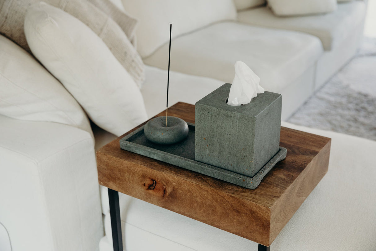 Tissue Box Cover | Dark Green Terrazzo