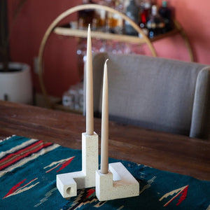 Candlestick Holder Set | White Terrazzo