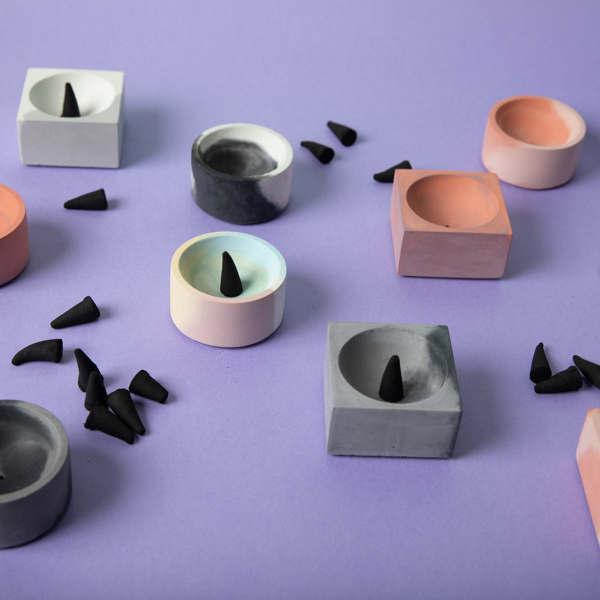 Square Incense Holder | Black & Grey