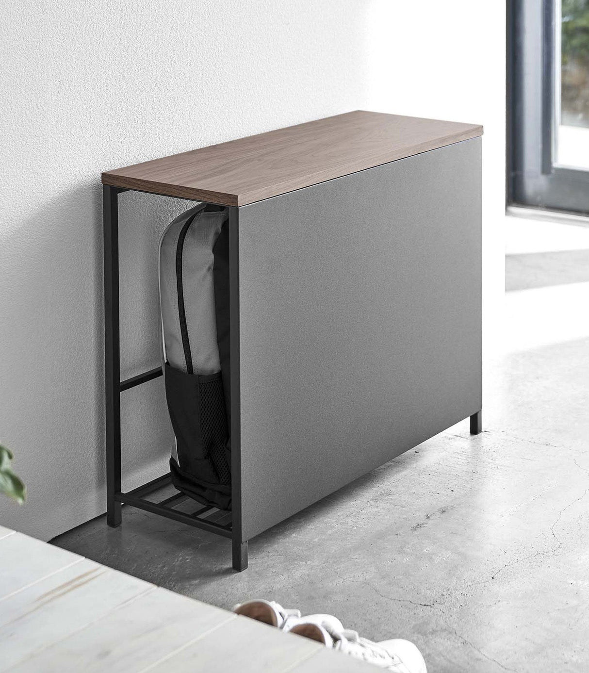 Entryway Storage Organizer & Bench (18" H)  - Steel + Wood