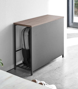 Entryway Storage Organizer & Bench (18" H)  - Steel + Wood