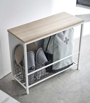Entryway Storage Organizer & Bench (18" H)  - Steel + Wood