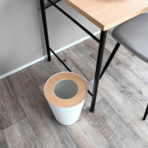 Trash Can - Round - Steel + Wood