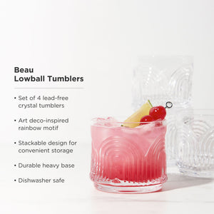 Beau Crystal Lowball Tumblers, Set of 4