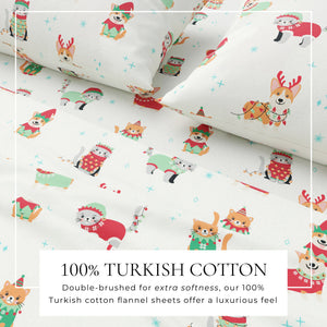 4-Piece Turkish Cotton Christmas Flannel Sheet - Whittaker Collection