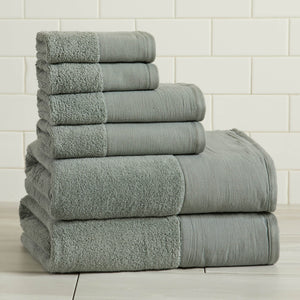 Cotton Linen-Like Border 6-Piece Towel Set - Priya Collection