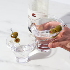 Raye Heavy Base Crystal Stemless Martini Glasses Set of 2