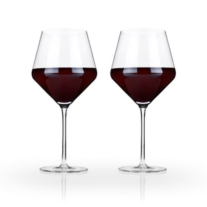 Raye Angled Crystal Burgundy Glasses Set of 2