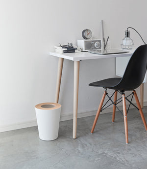 Trash Can - Round - Steel + Wood