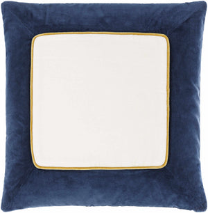 Rahiq Navy Blue Border Cotton Throw Pillow