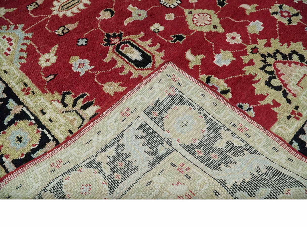 Rust, Olive and Black Hand Knotted Traditional Oriental Custom Made Wool Area Rug