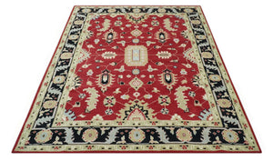 Rust, Olive and Black Hand Knotted Traditional Oriental Custom Made Wool Area Rug