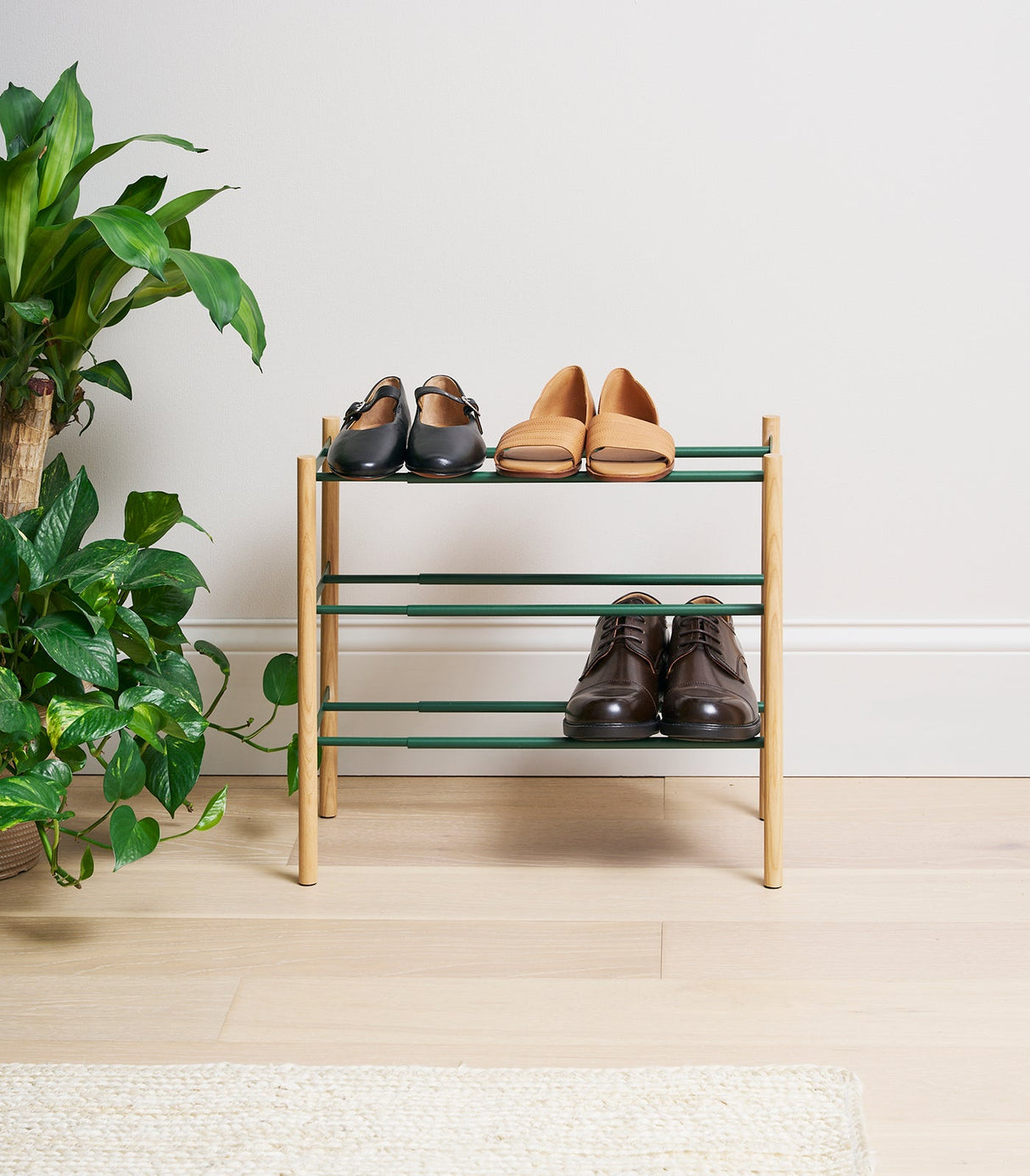 Expandable Shoe Rack (18" H)  - Steel + Wood