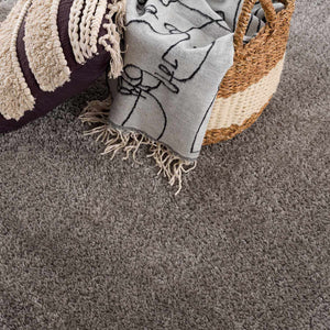 Heavenly Solid Gray Plush Area Rug
