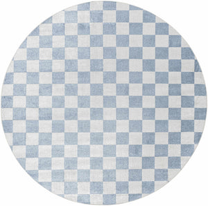 Brone Blue Checkered Washable Rug