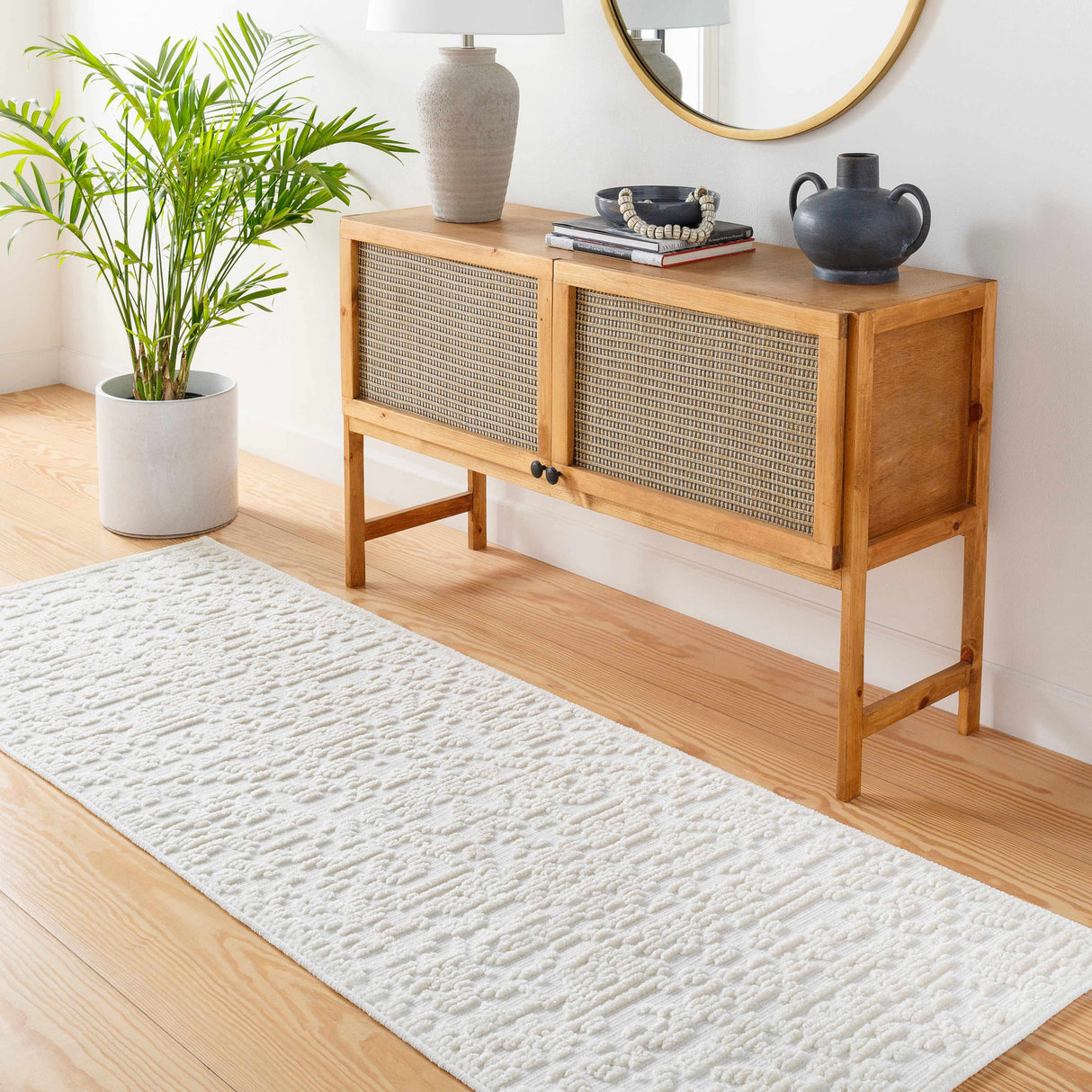 Beren Cream Washable Area Rug - Clearance