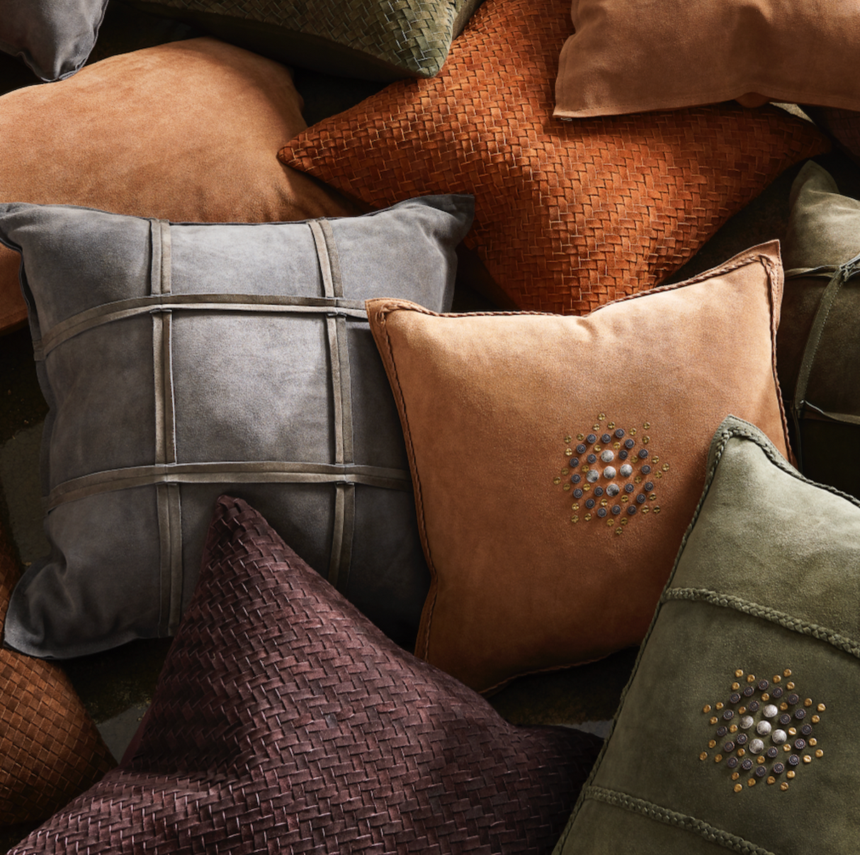 Sonia Suede Pillow 22" x 22" - Light Grey