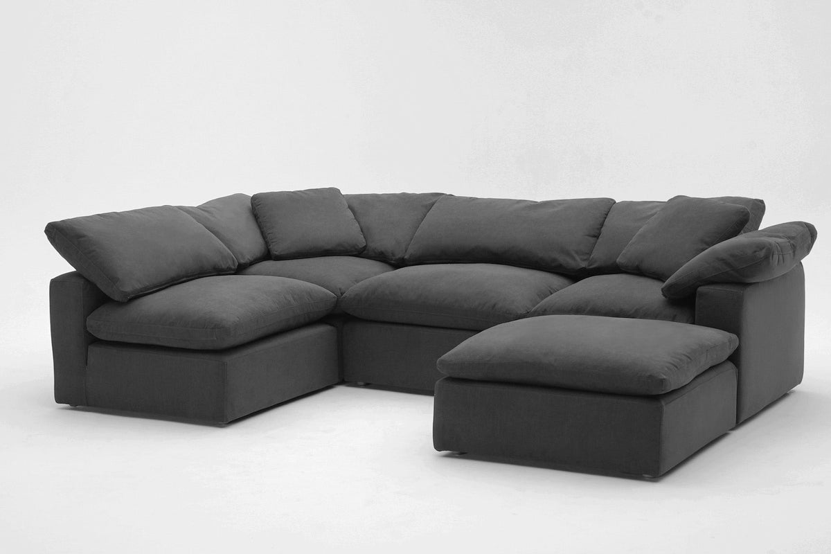 5-Cube Modular U-Sofa Armless & Ottoman Chaise