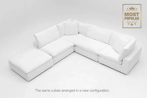5-Cube Modular U-Sofa Armless & Ottoman Chaise