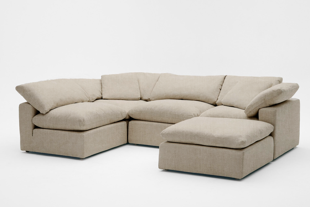 5-Cube Modular U-Sofa Armless & Ottoman Chaise