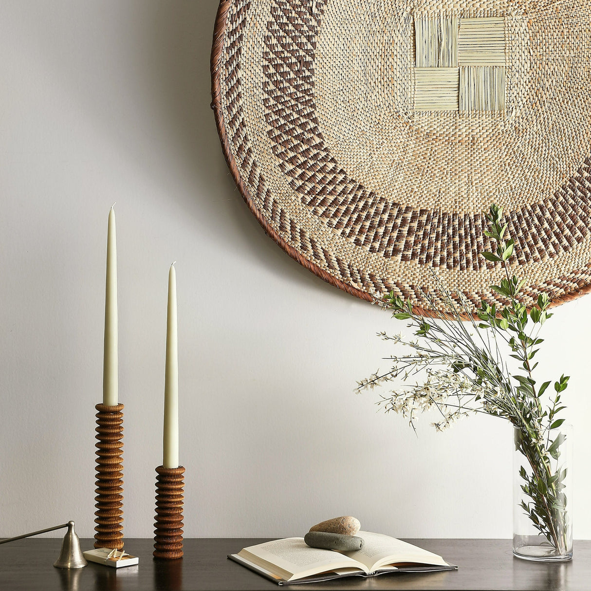 Spiral Pine Modern Wood Candle Candlestick Holder