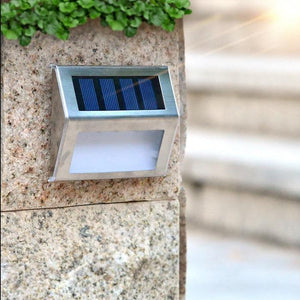 Stainless Steel LED Solar Stair Step Lights | Dusk to Dawn Auto On/Off | (2024 Model)