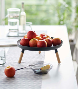 Countertop Pedestal Tray (5" H)  - Steel + Wood