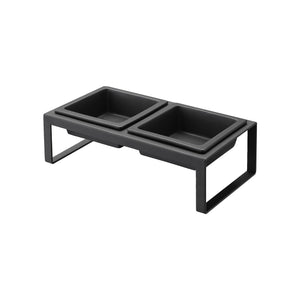 Pet Food Bowl - Tall - Steel + Ceramic