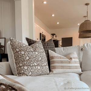 Nina Floral Block Printed Pillow Cover | Brown