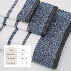 Decorative Cotton Stripe Bath Towel Set - Noelle Collection