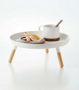 Countertop Pedestal Tray (5" H)  - Steel + Wood