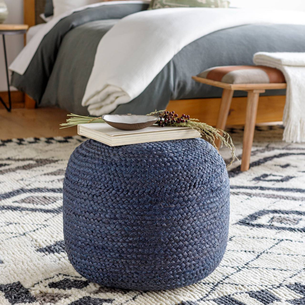 Hardegg Dark Blue Pouf