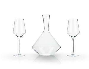 Raye Angled Crystal Bordeaux Decanter & Wine Glass Set