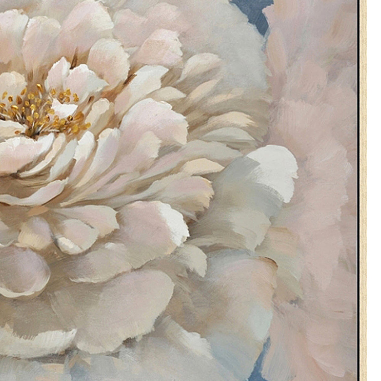 Hand Painted Acrylic Wall Art Pink Flower on a 39 x 39 Square Canvas with a Brown Wooden Frame