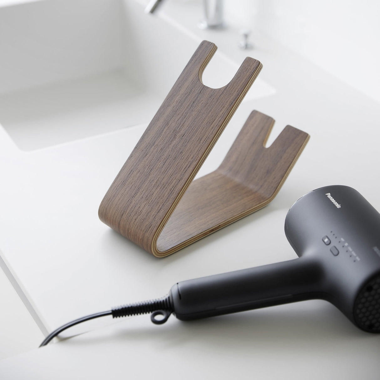 Hair Dryer and Iron Stand - Wood