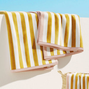 Oversized Striped Border Cabana Beach Towels - Santa Cruz