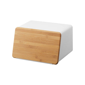 Bread Box with Cutting Board Lid - Steel + Bamboo