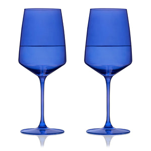 Reserve Nouveau Crystal Wine Glasses in Cobalt Set of 2