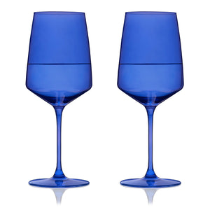 Reserve Nouveau Crystal Wine Glasses in Cobalt Set of 2