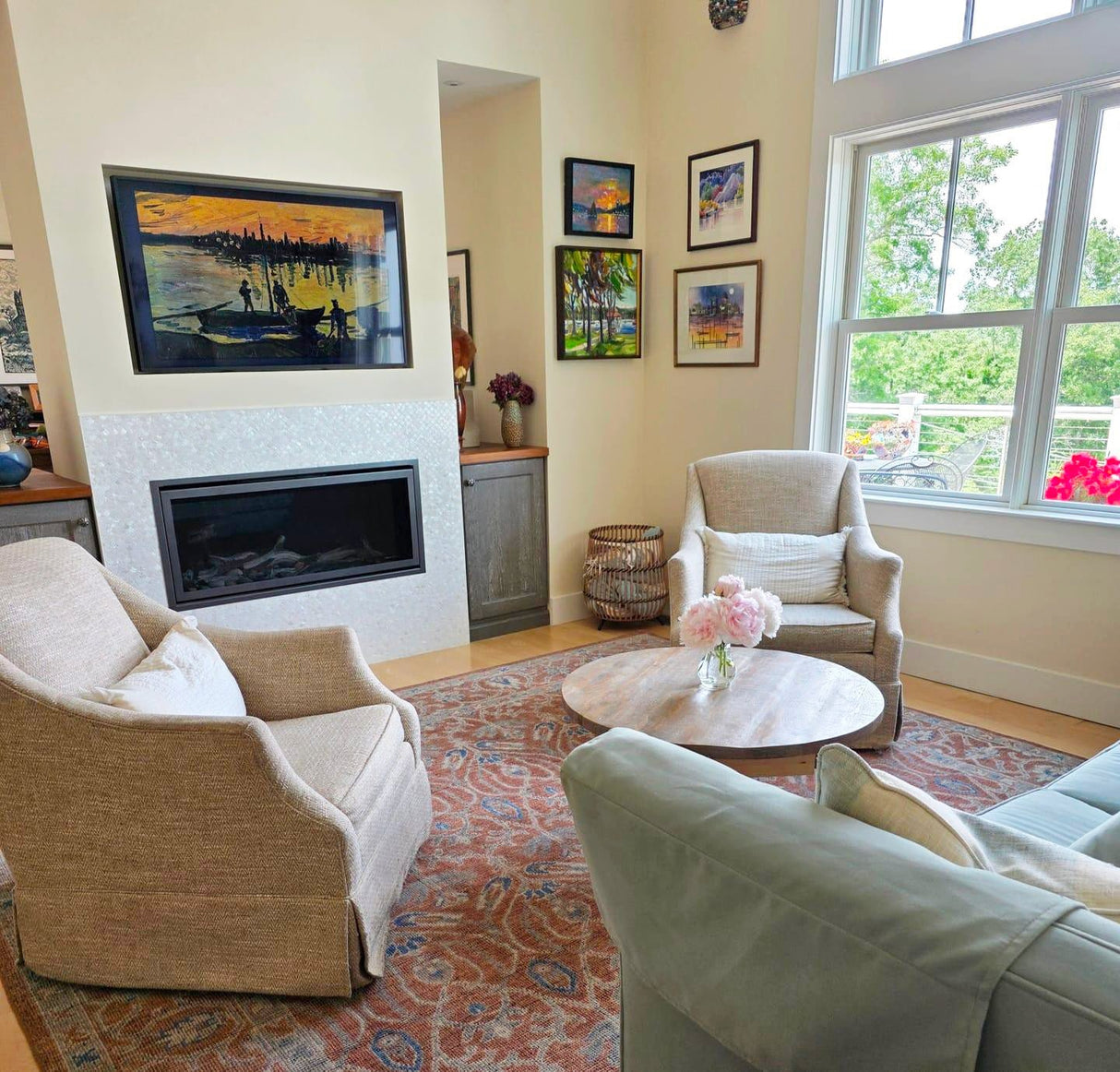 Vintage Style Hand Knotted Serapi Blue and Rust Traditional Custom Made Area Rug