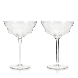 Seneca Faceted Crystal Martini Glasses Set of 2