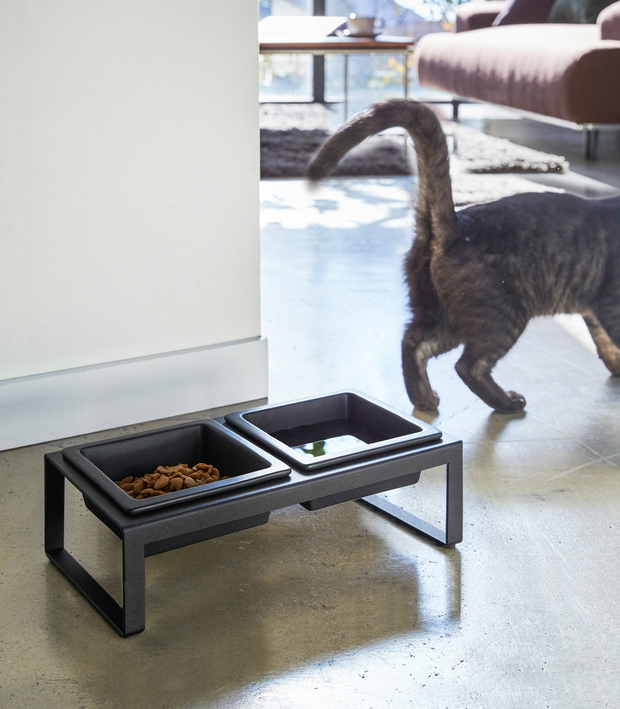 Pet Food Bowl - Tall - Steel + Ceramic