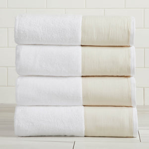 Cotton Linen-Like Border 6-Piece Towel Set - Priya Collection